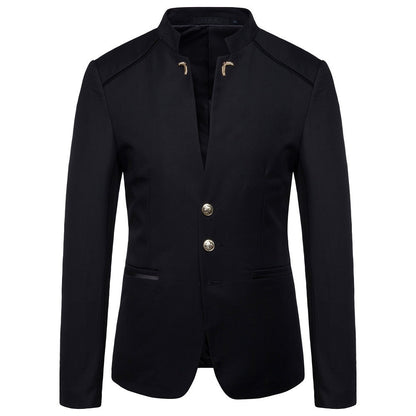 Veste de Soirée Homme Coupe Ajustée, Col Montant, Simple Boutonnage, Trois Boutons
