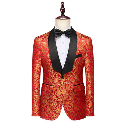 Costume de Mariage 3 Pièces Pour Homme, Coupe Ajustée, Simple Boutonnage et Un Bouton