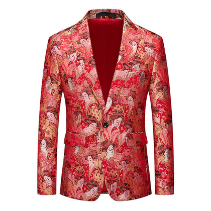 Veste de Soirée Pour Homme, Coupe Ajustée, Revers Crantés, Simple Boutonnage, Un Bouton