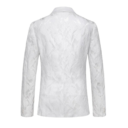 Costume de Mariage 3 Pièces Pour Homme, Coupe Ajustée, Simple Boutonnage et Un Bouton