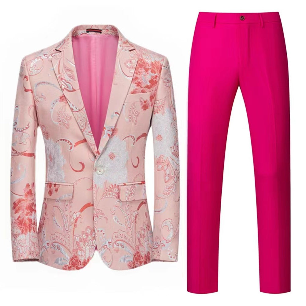 Costume de Mariage 2 Pièces Pour Homme, Coupe Ajustée, Simple Boutonnage et Un Bouton