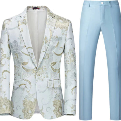 Costume de Mariage 2 Pièces Pour Homme, Coupe Ajustée, Simple Boutonnage et Un Bouton