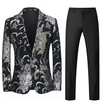 Costume de Mariage 2 Pièces Pour Homme, Coupe Ajustée, Simple Boutonnage et Un Bouton