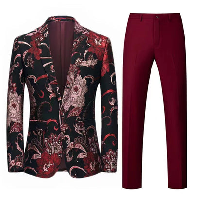 Costume de Mariage 2 Pièces Pour Homme, Coupe Ajustée, Simple Boutonnage et Un Bouton