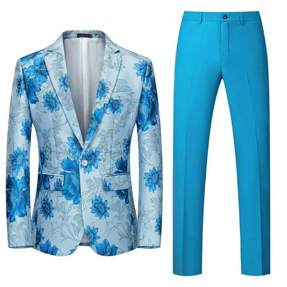 Costume de Mariage 2 Pièces Pour Homme, Coupe Ajustée, Simple Boutonnage et Un Bouton