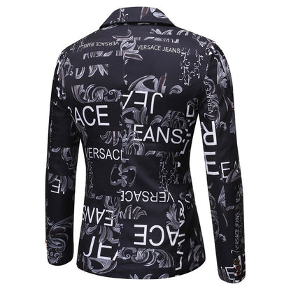 Veste Homme Coupe Ajustée à Revers Cranté, Un Bouton, Imprimé Floral, Simple Poitrine