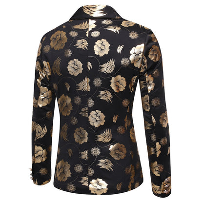 Veste de Fête pour Homme Chic à Imprimé, Coupe Ajustée, Col Cranté, Un Bouton, Simple Poitrine