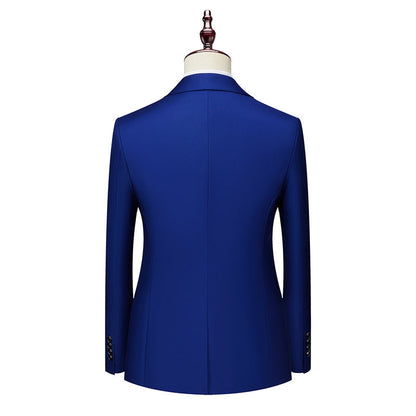 Costume Homme Décontracté Uni 2 Pièces à Un Bouton Coupe Ajustée