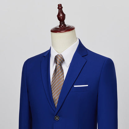 Costume Homme Décontracté Uni 2 Pièces à Un Bouton Coupe Ajustée
