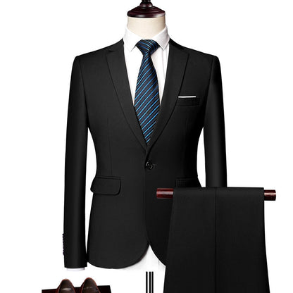 Costume Homme Décontracté Uni 2 Pièces à Un Bouton Coupe Ajustée