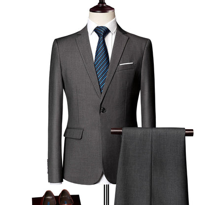 Costume Homme Décontracté Uni 2 Pièces à Un Bouton Coupe Ajustée