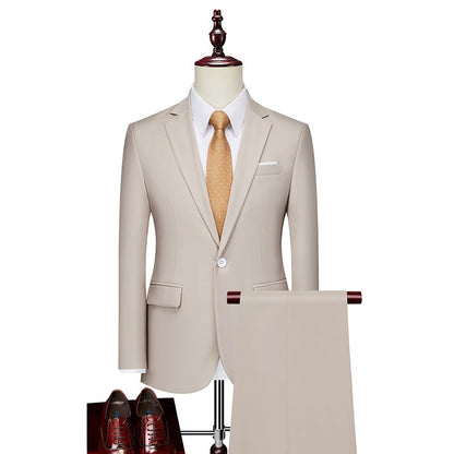 Costume Homme Décontracté Uni 2 Pièces à Un Bouton Coupe Ajustée