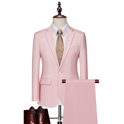 Costume Homme Décontracté Uni 2 Pièces à Un Bouton Coupe Ajustée