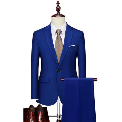 Costume Homme Décontracté Uni 2 Pièces à Un Bouton Coupe Ajustée