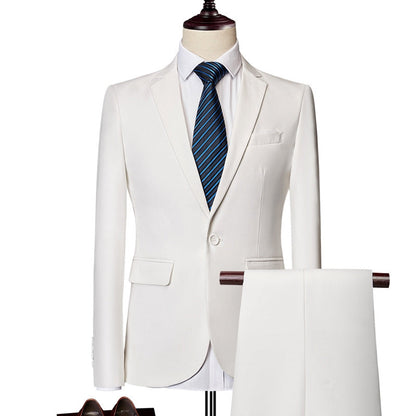 Costume Homme Décontracté Uni 2 Pièces à Un Bouton Coupe Ajustée