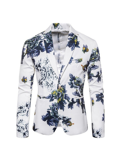 Veste de Fête pour Homme Imprimée à Un Bouton, Coupe Ajustée avec Revers Cranté