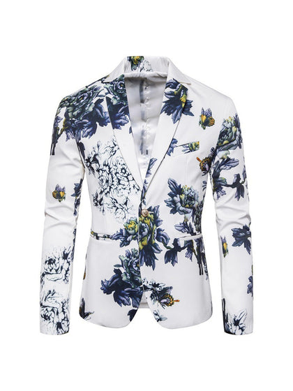 Veste de Fête pour Homme Imprimée à Un Bouton, Coupe Ajustée avec Revers Cranté