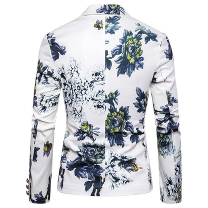 Veste de Fête pour Homme Imprimée à Un Bouton, Coupe Ajustée avec Revers Cranté