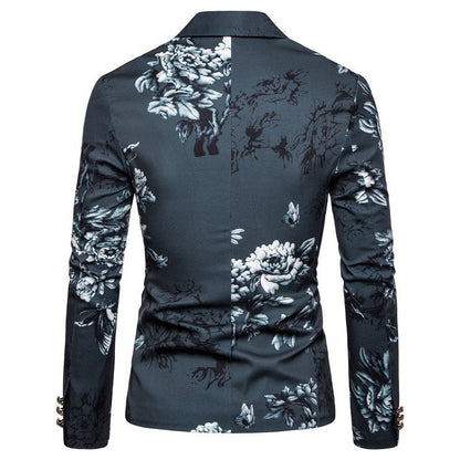 Veste de Fête pour Homme Imprimée à Un Bouton, Coupe Ajustée avec Revers Cranté