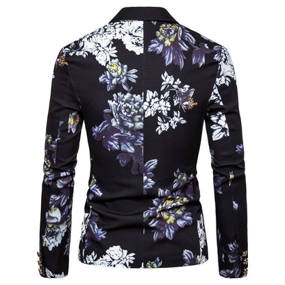 Veste de Fête pour Homme Imprimée à Un Bouton, Coupe Ajustée avec Revers Cranté