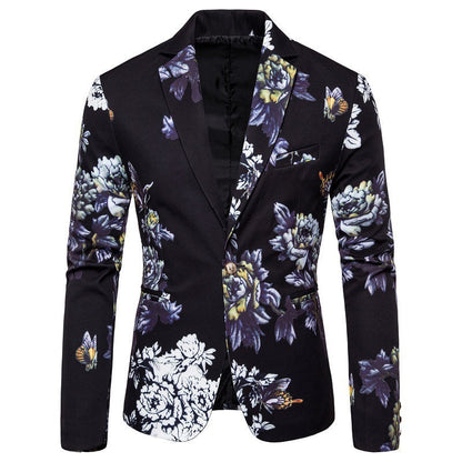 Veste de Fête pour Homme Imprimée à Un Bouton, Coupe Ajustée avec Revers Cranté