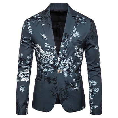 Veste de Fête pour Homme Imprimée à Un Bouton, Coupe Ajustée avec Revers Cranté