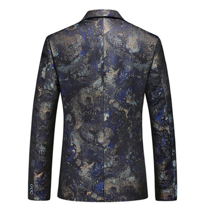 Veste Décontractée Homme à Motifs Floraux, Coupe Ajustée, Revers Cranté, Un Bouton, Simple Poitrine