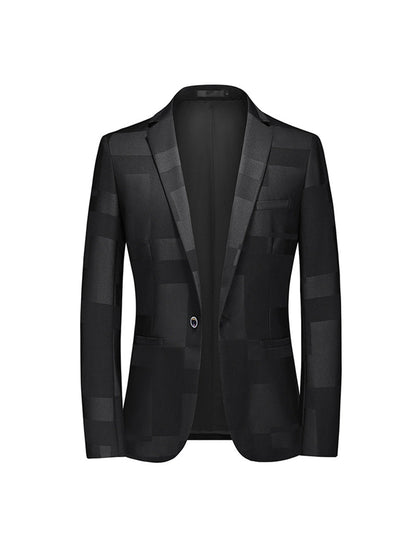Veste de Blazer Homme à Carreaux Vintage, Coupe Ajustée, à Revers Encorché, Un Bouton, Simple Poitrine
