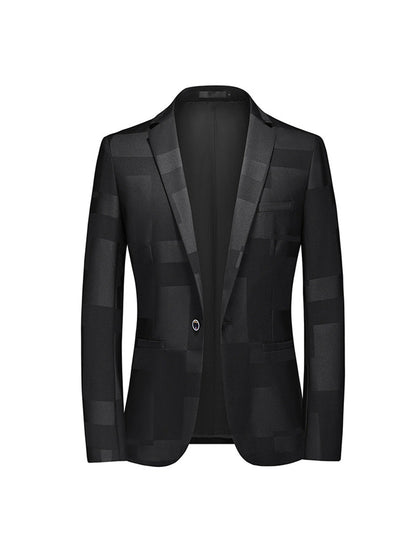 Veste de Blazer Homme à Carreaux Vintage, Coupe Ajustée, à Revers Encorché, Un Bouton, Simple Poitrine