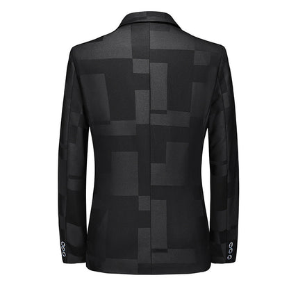 Veste de Blazer Homme à Carreaux Vintage, Coupe Ajustée, à Revers Encorché, Un Bouton, Simple Poitrine