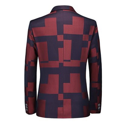 Veste de Blazer Homme à Carreaux Vintage, Coupe Ajustée, à Revers Encorché, Un Bouton, Simple Poitrine