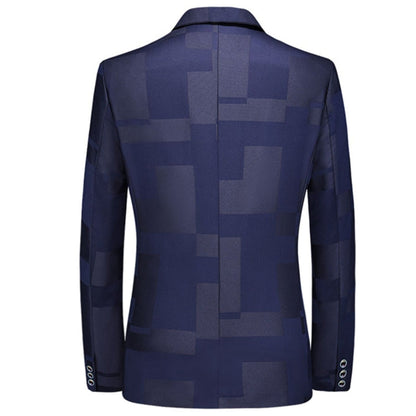 Veste de Blazer Homme à Carreaux Vintage, Coupe Ajustée, à Revers Encorché, Un Bouton, Simple Poitrine