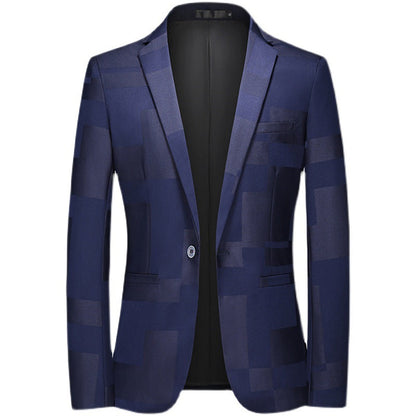 Veste de Blazer Homme à Carreaux Vintage, Coupe Ajustée, à Revers Encorché, Un Bouton, Simple Poitrine