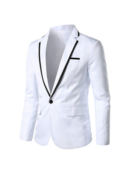 Veste Formelle Homme Unie à Bouton Unique avec Revers Cranté et Coupe Ajustée