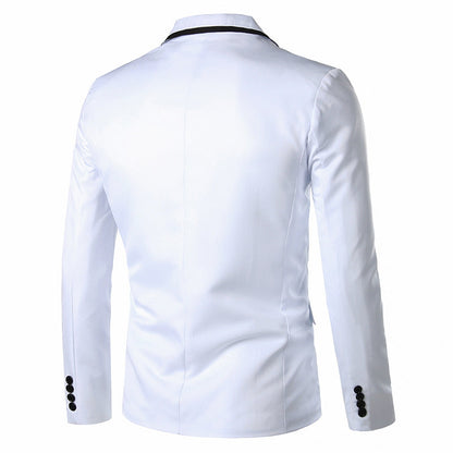 Veste Formelle Homme Unie à Bouton Unique avec Revers Cranté et Coupe Ajustée