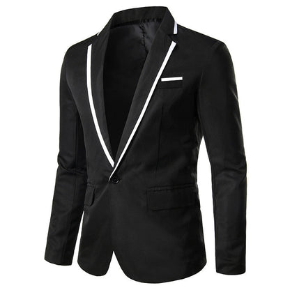 Veste Formelle Homme Unie à Bouton Unique avec Revers Cranté et Coupe Ajustée