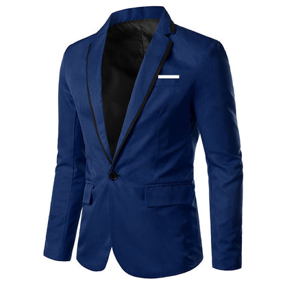 Veste Formelle Homme Unie à Bouton Unique avec Revers Cranté et Coupe Ajustée