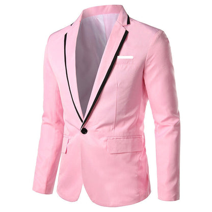 Veste Formelle Homme Unie à Bouton Unique avec Revers Cranté et Coupe Ajustée