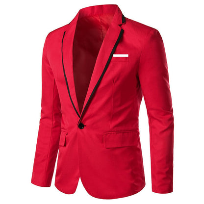 Veste Formelle Homme Unie à Bouton Unique avec Revers Cranté et Coupe Ajustée