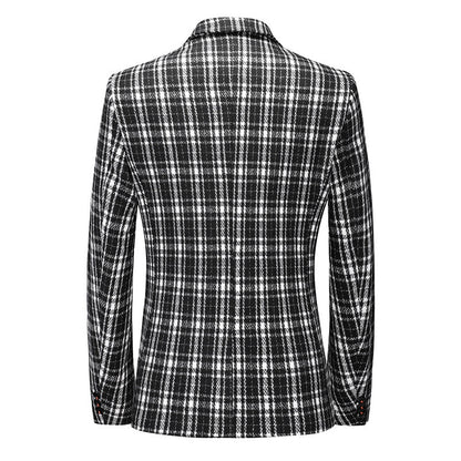 Veste Classique Homme à Carreaux, Coupe Ajustée, Col à Cran, Un Bouton, Simple Poitrine