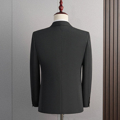 Veste Formelle Homme Coupe Ajustée Col à Cran Double Boutonnage Quatre Boutons Couleur Unie