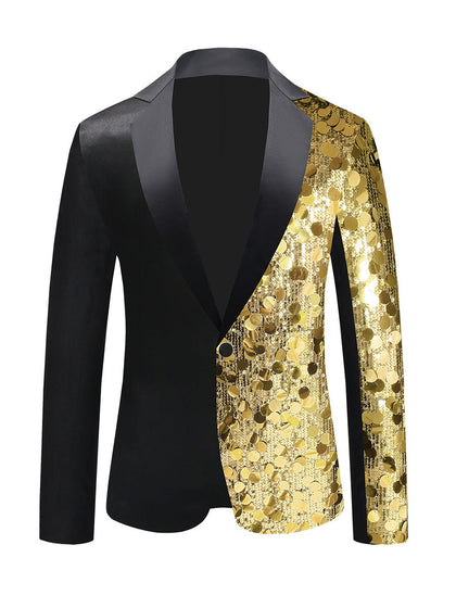 Veste de Fête pour Homme à Coupe Ajustée, Revers Cranté, Boutonnage Simple à Un Bouton avec Paillettes