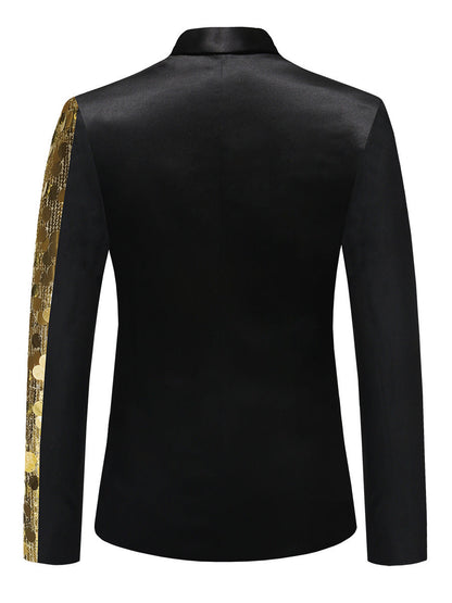 Veste de Fête pour Homme à Coupe Ajustée, Revers Cranté, Boutonnage Simple à Un Bouton avec Paillettes