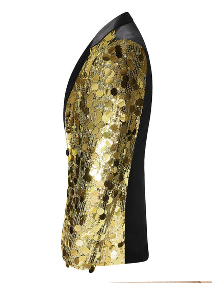 Veste de Fête pour Homme à Coupe Ajustée, Revers Cranté, Boutonnage Simple à Un Bouton avec Paillettes
