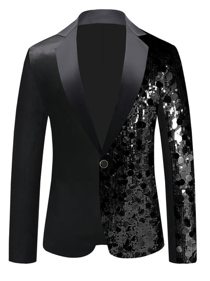 Veste de Fête pour Homme à Coupe Ajustée, Revers Cranté, Boutonnage Simple à Un Bouton avec Paillettes