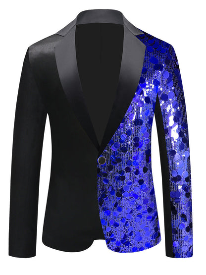 Veste de Fête pour Homme à Coupe Ajustée, Revers Cranté, Boutonnage Simple à Un Bouton avec Paillettes