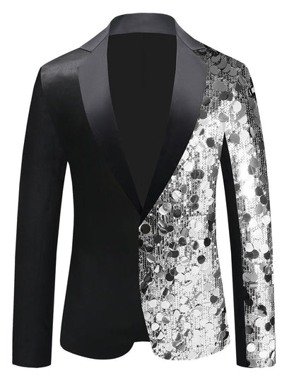 Veste de Fête pour Homme à Coupe Ajustée, Revers Cranté, Boutonnage Simple à Un Bouton avec Paillettes