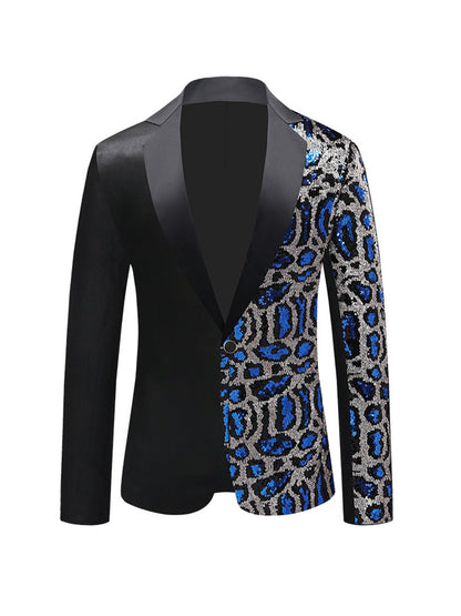 Veste de Fête pour Homme Ajustée Chic à Revers Cranté, Boutonnage Simple Un Bouton avec Paillettes