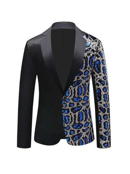 Veste de Fête pour Homme Ajustée Chic à Revers Cranté, Boutonnage Simple Un Bouton avec Paillettes