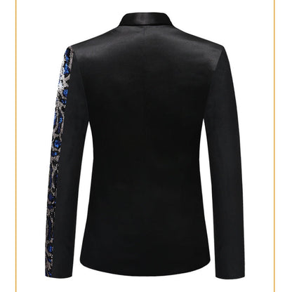 Veste de Fête pour Homme Ajustée Chic à Revers Cranté, Boutonnage Simple Un Bouton avec Paillettes